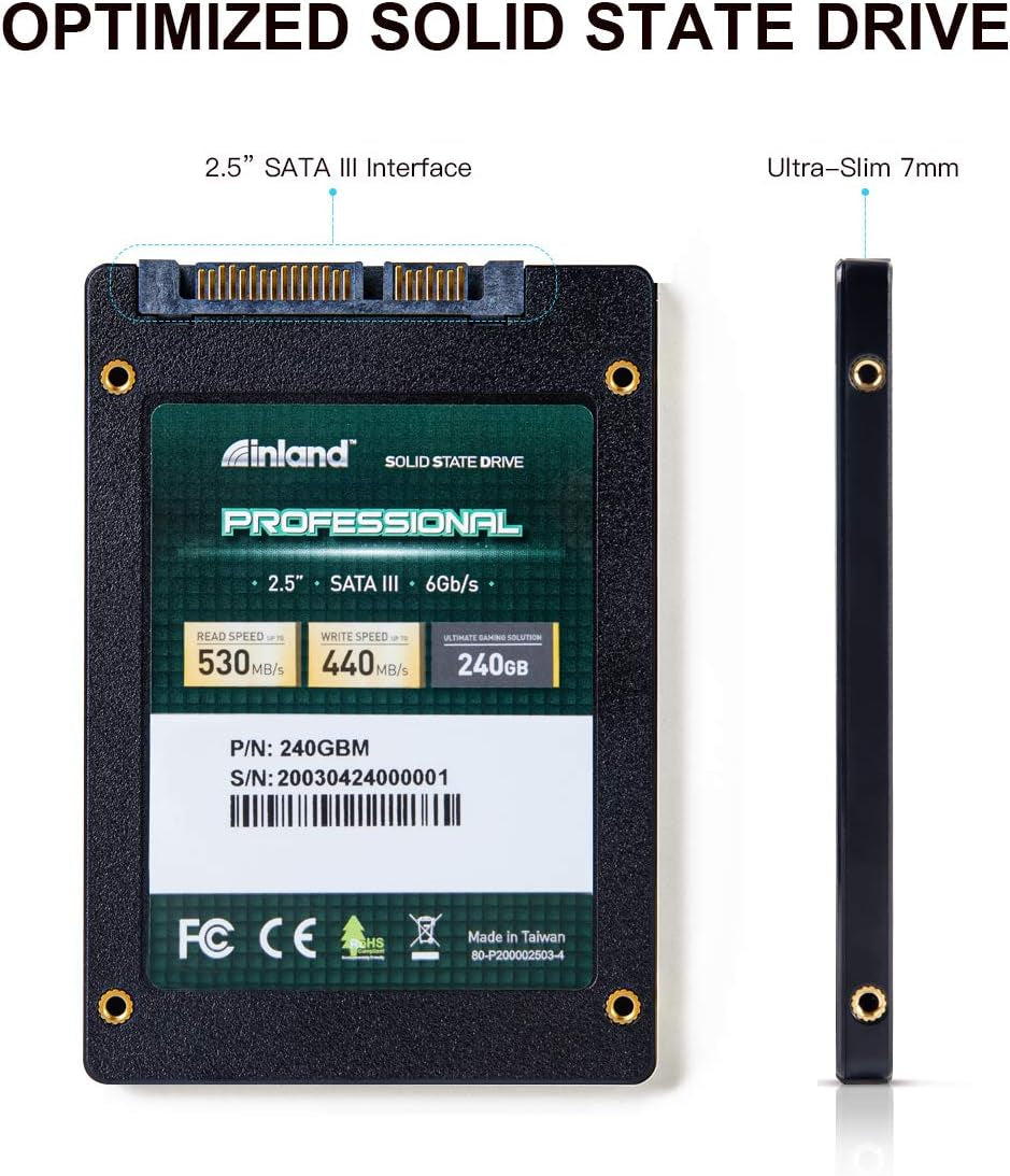 Professional 240GB SSD 3D NAND SATA III 6Gb/S 2.5" 7Mm Internal Solid State Drive (240G)