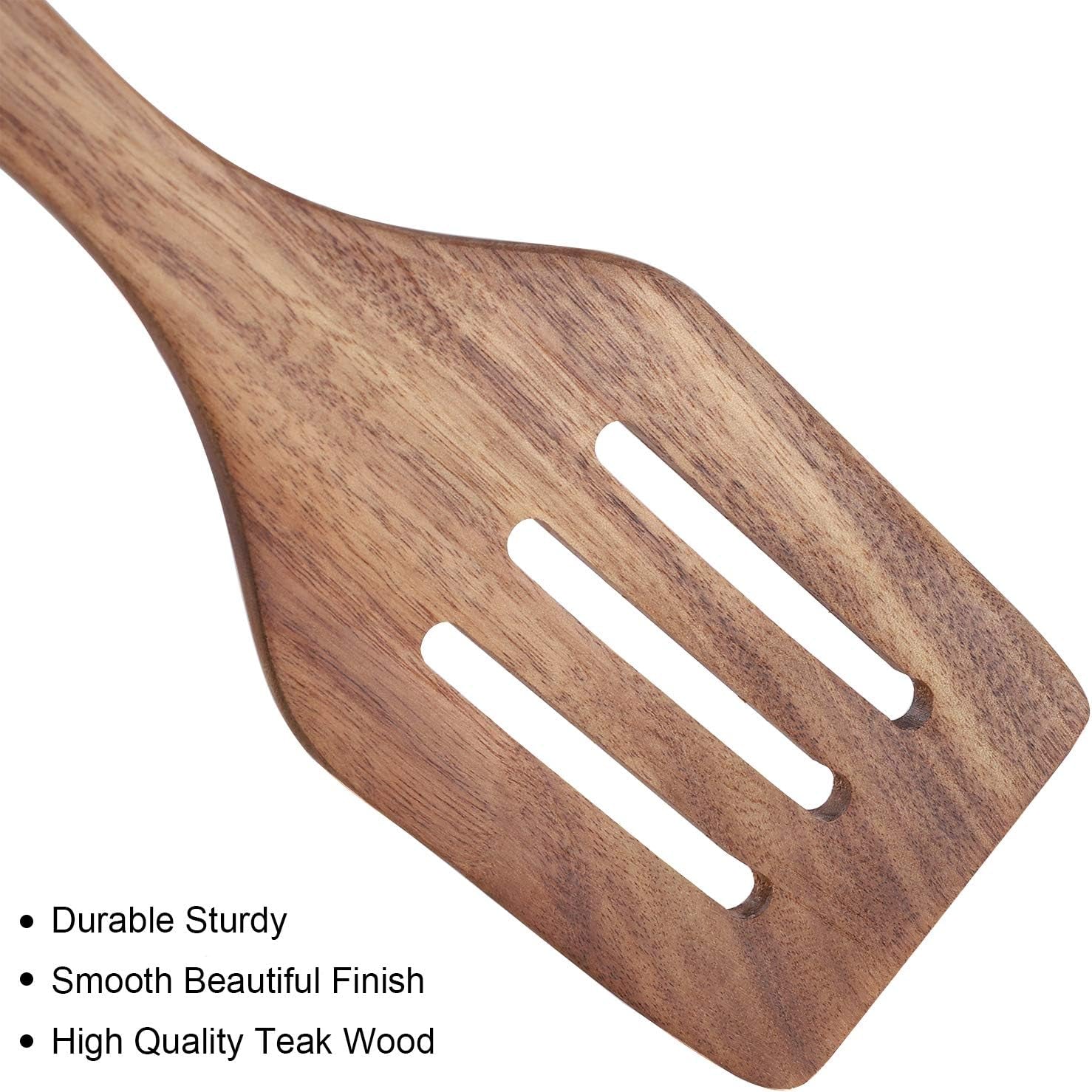 Wooden Cooking Utensils Set 4-Piece Wood Kitchen Utensil Set for Non Stick Cookware Wooden Spatula,Fork,Turner,Ladle,Strainer Spoons