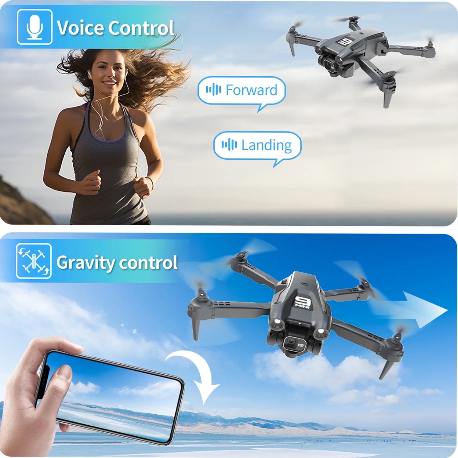 Drone with 4K Camera for Adults,  RC Quadcopter with High Speed Brushless Motor, Altitude Hold, Waypoint Fly, 2 Modular 1800Mah Batteries for 30 Mins Long Flight, Carrying Case, Black